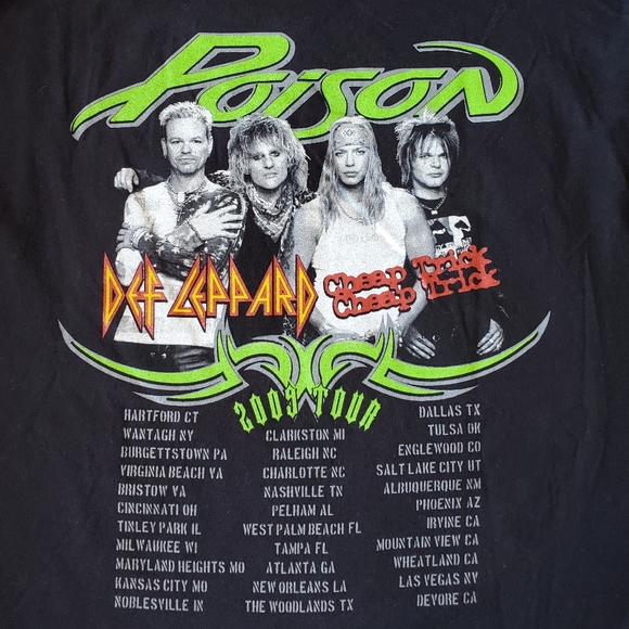 DEF LEPPARD 2009 Tour Poison Cheap Trick black short sleeve concert band tee XL - Picture 2 of 6